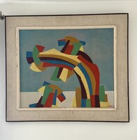 Kántor Lajos olaj Festmény Hajlított Forma  (1922-2013)