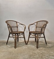 Vintage olasz fonott bambusz karosszék pár