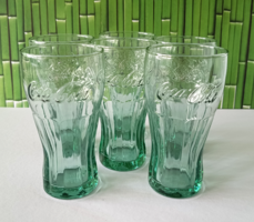 6 DB COCA COLA ZÖLD ÜVEG POHÁR KÉSZLET