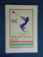 Képeslap,VIII. Atlétikai E. B. Bp.,Szepes B. gafika,sportpropaganda kiadás,1966