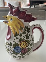 Vintage olasz Deruta kakasos kancsó, 20 cm magas