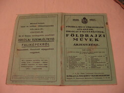 1926-27 tanítási segédanyagok katalógusa, árjegyzék , Kókai Lajos királyi főbizományos