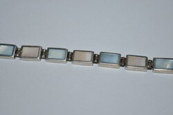 Wonderfully beautiful massive mother-of-pearl inlaid silver bracelet