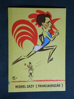 Képeslap,VII. Atlétikai E. B. Budapest,Szepes Béla gafika,Michel Jazy,sportpropaganda,1966