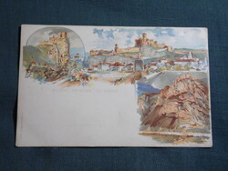 Képeslap,litho,Millenniumi,Szlovákia,Trencsén,Trenčín,Beczko,Beckó,Strečno,Sztrecsény,vár,erőd,1896-