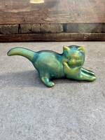 Zsolnay eozin cica, pajzspecsétes - Sinkó András