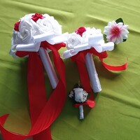 Wedding mcs19 - bride's bouquet, bridesmaid's bouquet, groom's pin made of foam roses