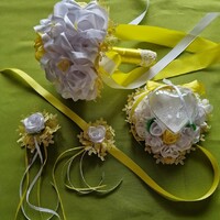 Wedding mcs41 - bridal bouquet, ring pillow, groom's pin, wrist ornament
