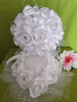 Wedding mcs03 - 18x22cm bridal bouquet + 21x23cm ring pillow of snow-white satin roses