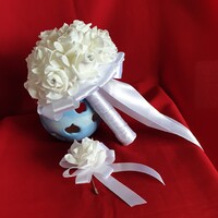 Wedding mcs04 - bridal bouquet, groom's pin - foam rose set