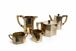 Angol Art Déco stílusú ezüstözött kávé- és teáskészlet
