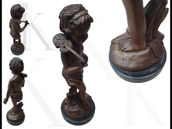 A. Moreau szignós hegedűművész Art Deco szobor figura bronz szobor