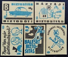 Gy66 / 1963 Biztosítás gyufacímke 5 db-s teljes sorozat