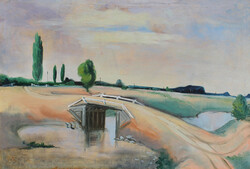 Gyula Metykó: Balaton Upland Landscape with Hegyestű, 1933
