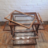 Zsúrkocsi, körben lenyitható, tálcás, üveges