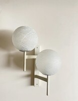 1960s Swiss Modernist Double Globe Wall Lamp – Ice Pattern Opal Glass