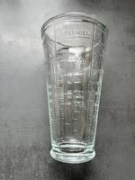 Régi üveg csőrös mérőedény, kiöntő - cukor, liszt, folyadék, rizs, gríz, mák - magyar feliratos