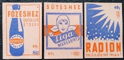 Gy166 / 1960 Liga–Lucullus–Radion gyufacímke 3 db-s teljes sor