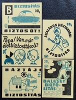 Gy64 / 1963 Biztosítás gyufacímke 5 db-s teljes sorozat