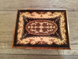 Old Swiss musical wooden jewelry box