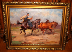 TAVASZI AKCIÓ! GARANTÁLTAN EREDETI CSODÁS VISKI JÁNOS /1891-/ KÉP:  TERELÉS