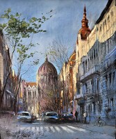 Pósa Ede - Pesten 46 x 37 cm pasztell, papír