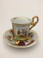 Czech Altwien Angelika Kauffmann Scene Porcelain Large Cup + Saucer, Flawless