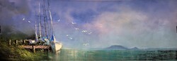 Pósa Ede - Balaton 26 x 65 cm pasztell, papír