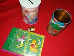 Retro csajos íróasztal DISNEY szett kulcsos emlékkönyv fém lemez persely és tolltartó képek szerint