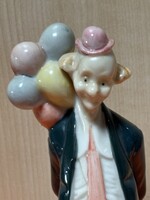 Porcelán bohóc figurális dísztárgy, figura, dekortárgy