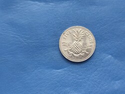 BAHAMAS BAHAMA-SZIGETEK 5 CENTS 1975 ANANÁSZ! CÍMER!