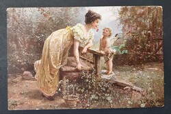 Nő,Nők,Hölgyek,Szépség,Divat Puttó képeslap jelzett