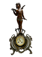 Antik Szecessziós kandallóóra – Bronzírozott "Cupido" Figurával - 58 cm magas