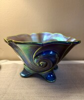 Zsolnay eosin mázas lábas tál – eredeti, jelzett