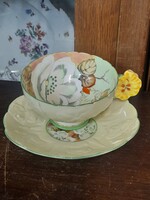 Angol Paragon1920-30,Art Deco Kézi Festésű,Plasztikus Virágfogós Teás-Kávés Porcelán Csésze Szett.