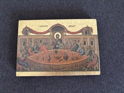 Bizánci stílusú „Utolsó vacsora” ikon – fa alap, görög kiadás