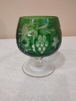 1 darab smaragdzöld Ajka Kristály konyakos pohár