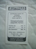 Expressz készpénzfizetési (jegyzék) karton igazoló szelvény