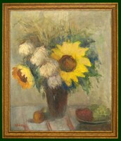 Szilvásy Margit : Napraforgós csendélet