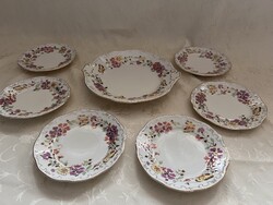 Zsolnay pillangós süteményes készlet – Kézzel festett