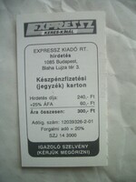Expressz készpénzfizetési (jegyzék) karton igazoló szelvény