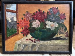 Modern festmény, 1900. körüli, olaj karton, kerettel 26 x 34 cm, jjl. B. Fellinger vagy Feminger