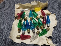 Régi  üveg karácsonyfa izzók égősor, fényfüzér