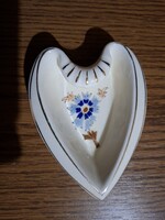 Zsolnay Búzavirág mintás szív alakú porcelán tálka. Jelzett