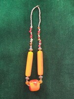 Hatalmas Vintage Marokkói 'Berber Borostyán' Nyaklánc (79g) – Nemesgyanta / Méhviasz hatású