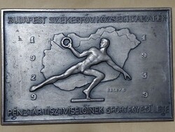 B.SZ.K.T. Pénztári tisztviselöinek sportegyesülete 1929-1939. 77x51mm. 78,9g Ag ezüst 0.900 . F2026
