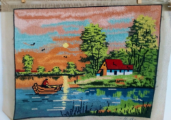 Gobelin hímzéssel kivarrott kép"Vizi csendélet"