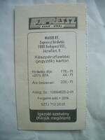 Expressz készpénzfizetési (jegyzék) karton igazoló szelvény