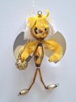 Régi üveg karácsonyfadísz retro figurális üvegdísz sárga bogár