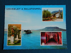 Képeslap - Balaton - OT. - 161/783 - Badacsony, pince, hordók, Bacchus szobor